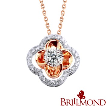【BRILLMOND】 20分 天然鑽石 18K玫瑰金 心中花鑽墜(主石10分+配鑽總重10分)