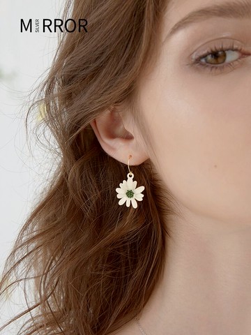 小麋人925ins潮小眾設計耳環新耳釘女花朵雛菊耳墜耳飾冷淡風