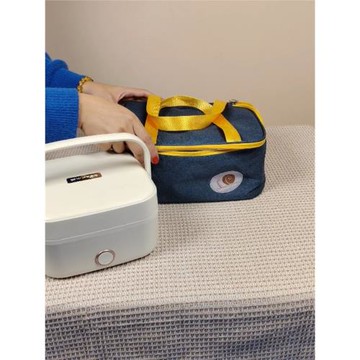 正方形小熊電熱加熱飯盒手提袋便攜上班族外帶鋁箔保溫便當包通勤