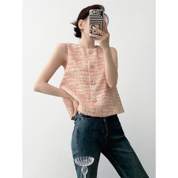 (免運)但你butyou法式無袖小香風背心外穿千金感miu系穿搭高級感上衣女