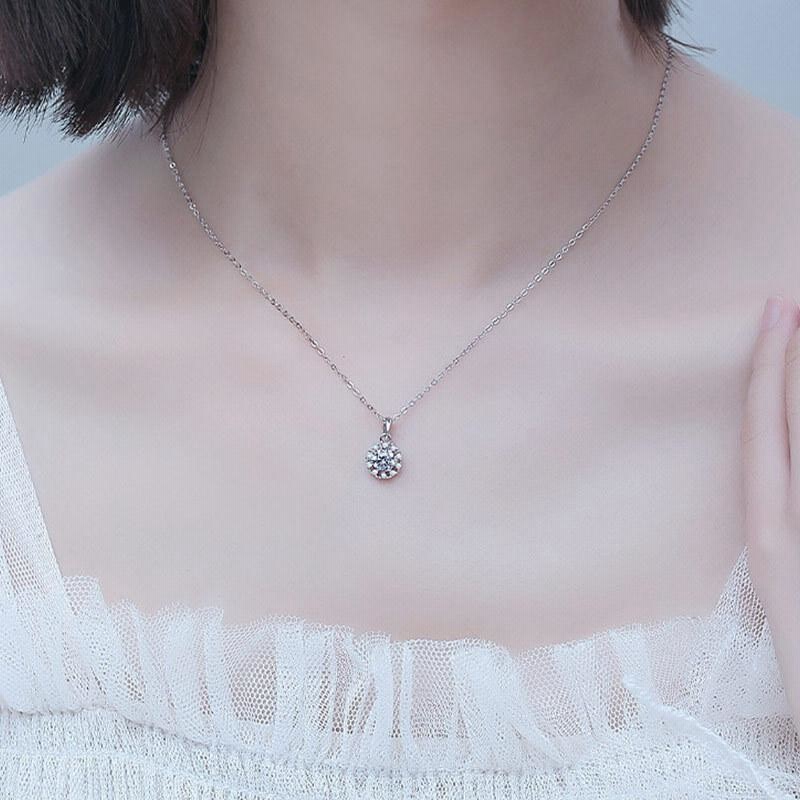ネックレス レディース 大粒1.25ct 一粒 リング 立方体 キューブ