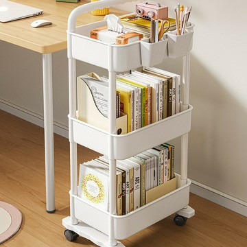 APP下單享點數9% 可移動書架置物架落地多層帶輪小推車零食家用桌面旁閱讀收納書柜