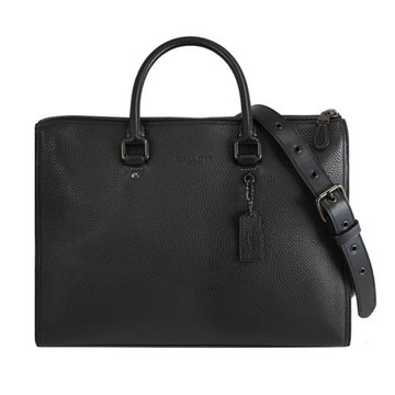 COACH C0243 壓紋LOGO荔枝皮革兩用公事包.黑