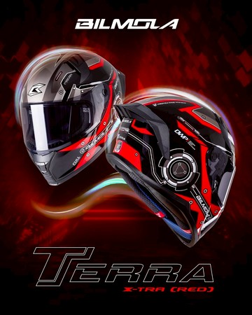 【入門首選】Bilmola TERRA CANINE X-TRA 紅 全罩式安全帽 (有色鏡片另購)