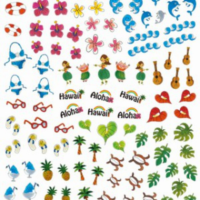 ツメキラ ハワイ Hawaiiへトリップ ビキニ ホヌ フラガール イルカ 重ねて貼れるネイルシール 通販 Lineポイント最大8 0 Get Lineショッピング