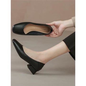 工作鞋女黑色職業氣質3CM久站軟底5CM舒適上班不累腳粗跟空姐酒店