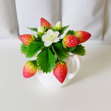 黏土手作 ATO38 奶精瓶草莓擺飾