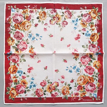 Yves Saint Laurent 古董手帕 - 英式玫瑰 YSL 19 x 18.5 英吋
