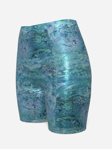 湖泊亮片瑜珈褲 吸濕 排汗 Lake Glitter Yoga Short 水波紋 Aqua