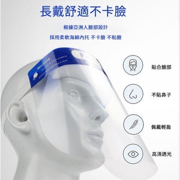 高清透光隔離防飛沫飛濺防霧面罩(1入)