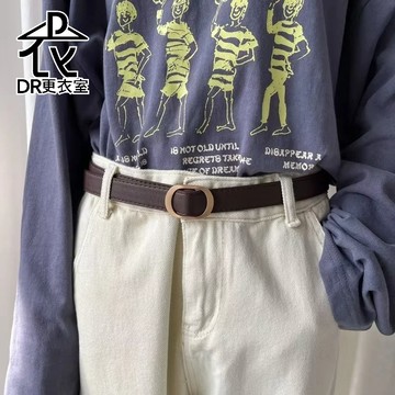 DR更衣室-皮帶 經典復古霧金金圓頭素面無打孔腰帶 100CM 束腰帶 復古皮帶 男生皮帶 百搭腰帶 【NL5013】