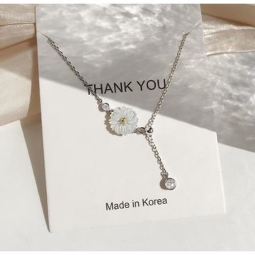 925純銀貝殼雛菊流蘇項鍊