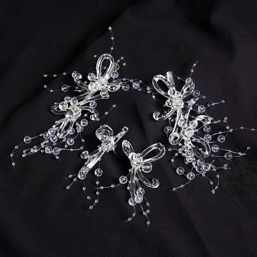 新款氣質水晶花朵頭飾森系仙美唯美超仙新娘結婚婚紗發簪