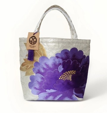 獨一無二100%絲質和服袋帶托特包 | 手工刺繡 | 日本藝術手提包