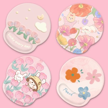 原創粉色花朵護腕鼠標墊硅膠鍵盤手托3D胸立體電腦辦公桌墊保護腕墊加厚軟ins風高顏值個性創意手枕護手腕墊