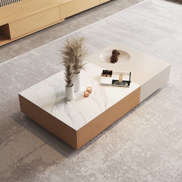 北歐原木色日式侘寂風電視櫃茶幾組合現代簡約新款茶幾客廳家具J-41公司貨