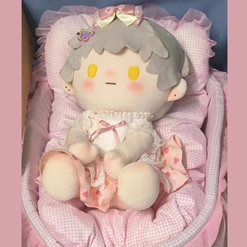臺灣出貨 40cm娃牀 40cm棉花娃娃用品公主睡牀 三件套小牀墊吊牀配件傢俱