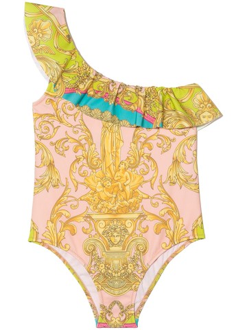 Versace Kids - baroque pattern-print swimsuit - kids - Polyamide/Polyester/Spandex/Elastane/Spandex/Elastane - 4 - Neutrals