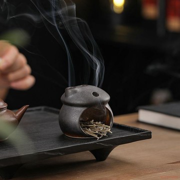 桃園出貨✨迷你香爐家用香盤託擺件室內薰香沉香安神檀香艾草創意陶瓷薰香爐