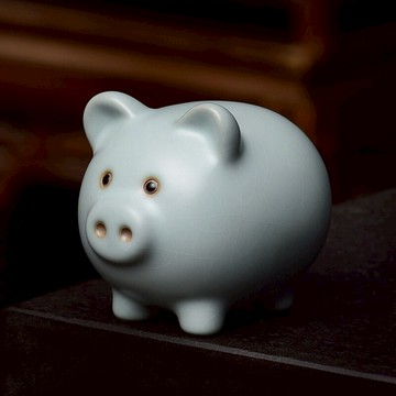 精品汝窯小豬仔茶藝茶桌茶寵擺件可養創意開片汝瓷茶具小擺件可愛