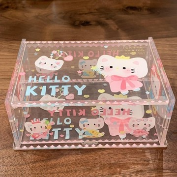 春季上新🌳桃園出貨🌳小紅書HelloKitty收納盒可愛亞克力翻蓋桌面置物盒防塵擺件可拆卸