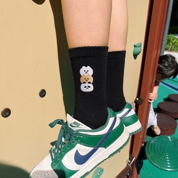 Furry Zoo 刺繡中筒襪 - 三寶熊