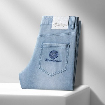 夏季時尚百搭高端天絲萊賽爾男士牛仔褲薄款高奢色彩直筒休閑褲子鑫弘-衣錦男裝