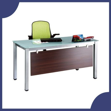 【必購網OA辦公傢俱】 TSA-140MG 10m/m強化霧玻 烤銀方形4E 辦公桌