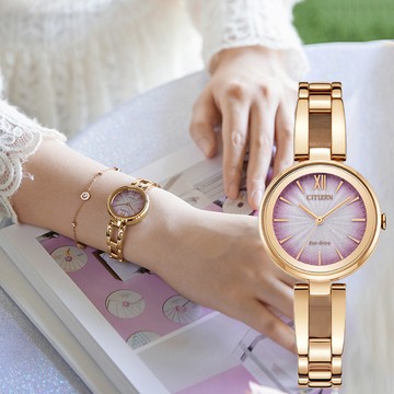 CITIZEN 星辰 光動能簡約時尚漸層女錶-28mm EM0809-83Z
