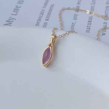 冰種紫玉髓吊墜 天然巴西玉髓項鍊小顆馬眼手工吊飾鎖骨鏈