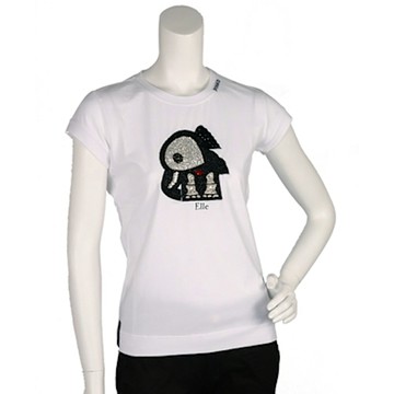 PINKO 混搭繡縫可愛小象Elle短袖T-shirt (白色)