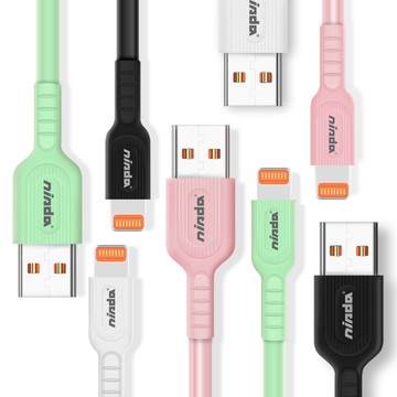 NISDA for Lightning 炫彩TPE液態軟膠傳輸充電線-2條一組-100CM