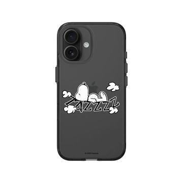 iPhone 16 Clear (相機按鈕) 酷墨灰 - 史努比 Snoopy - 雲朵上睡覺