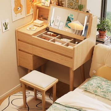 HappyLife 實木翻蓋化妝桌 80公分 Y12138