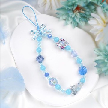 517原創 手工自制串珠手機鏈掛飾女手腕短款手機掛繩掛件結實防丟