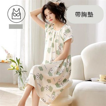 【韓國K.W.】韓國空運情牽夢縈莫代爾洋裝(居家服/家居服/睡衣/睡裙/涼感睡衣)Y2703