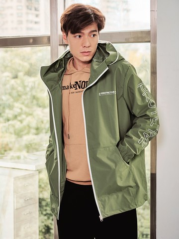潮流設計印花素色防護外套(男女共版)