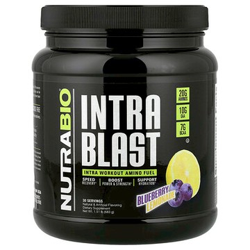 NutraBio, Intra Blast，鍛鍊中胺基酸燃料，藍莓檸檬水味，1.51 磅（683 克）
