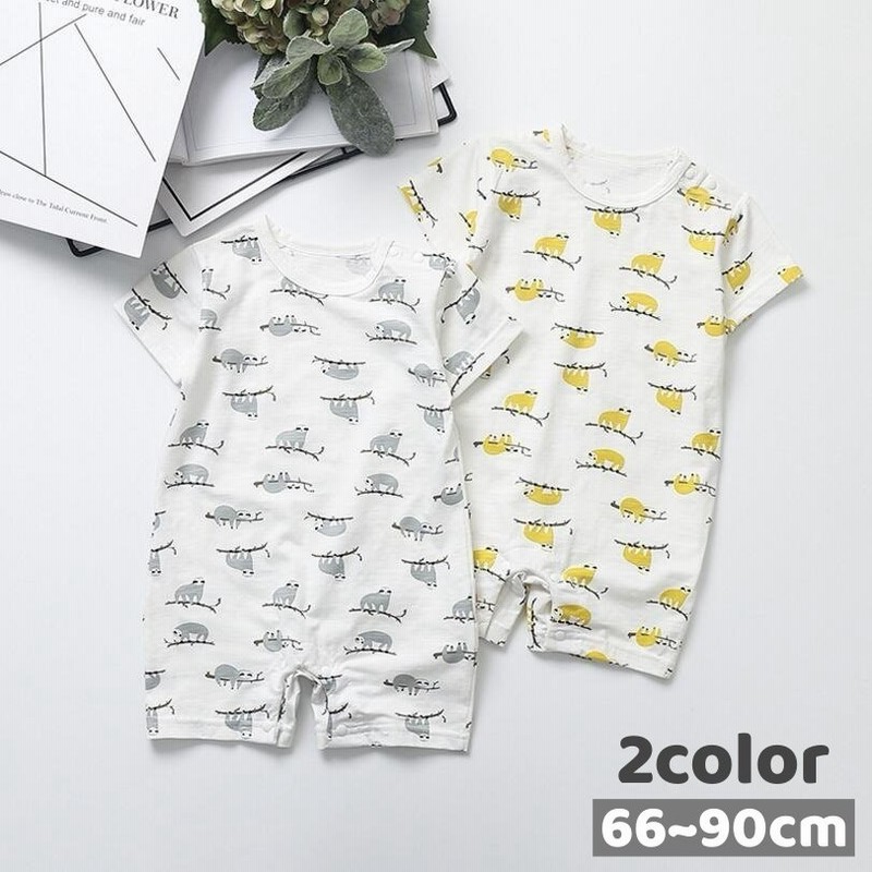 ロンパース ベビー 赤ちゃん 男の子 女の子 肌着 つなぎ 半袖 ラウンドネック ナマケモノ 総柄 イラスト プリント お洒落 かわいい 普段使い お 通販 Lineポイント最大0 5 Get Lineショッピング