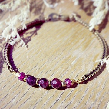 VIIART。十二宮 - 雙魚。石榴石碧璽黃銅手鍊