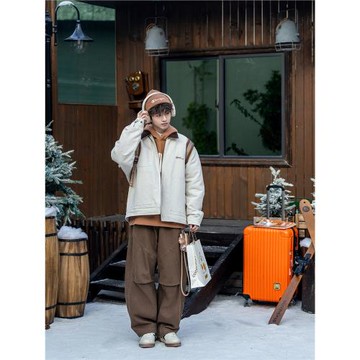 DNTSTP日系工裝褲男款寬松直筒闊腿休閑長褲子水洗石磨純棉彎刀褲