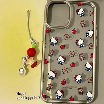 電鍍銀像素蘋果kitty適用蘋果iPhone17/16/15/14/13/12/11Promax/XR/7/8P手機殼