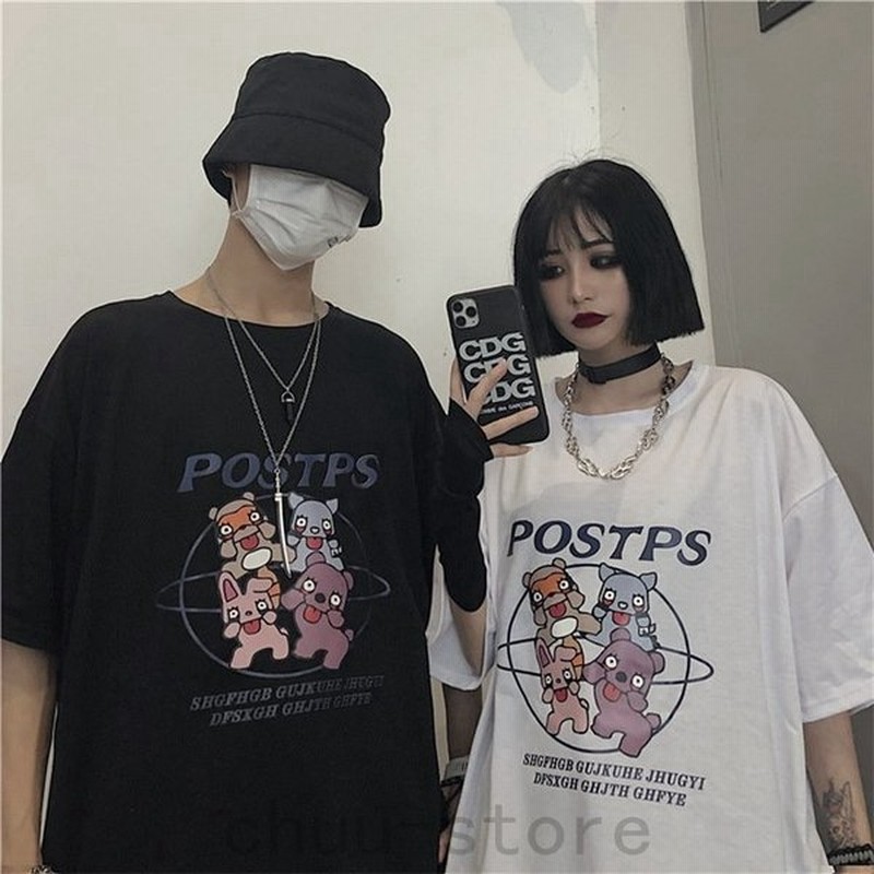韓国tシャツ トップス レディース メンズ 半袖 春夏 原宿 Bf風 キャラクタープリント ファッショ レディース ゆるい カップルtシャツ 通販 Lineポイント最大get Lineショッピング