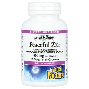 Natural Factors, Stress-Relax®，寧靜睡眠，500 毫克，60 粒素食膠囊（每粒膠囊 250 毫克）