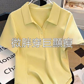 台灣出貨 大碼女裝正肩polo衫短袖t恤女夏季寬鬆顯瘦藏肉遮肚炸街胖mm上衣 顯瘦POLO領上衣 短袖上衣女 休閒上衣