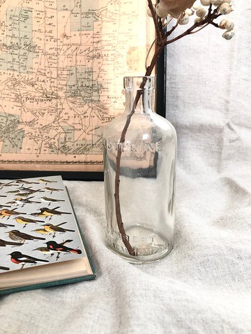 Antique 1930s 美國Listerine 浮雕玻璃瓶/花瓶 單個