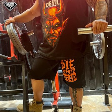 核爆炸寬松大碼松緊速干透氣健身休閑運動訓練五分黑白拳擊短褲男