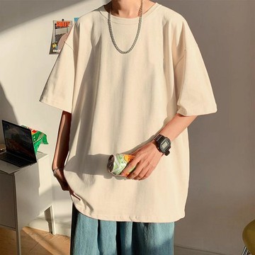 重磅240G純棉厚實純色白色短袖T恤男女同款寬鬆大碼打底簡約上衣  短袖t恤 寬鬆上衣 素T  短袖t恤 寬鬆上衣 素T