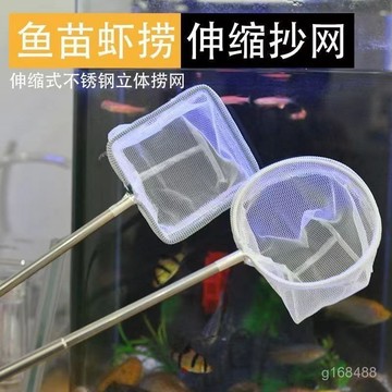 🔥臺灣24H🔥魚撈撈魚網魚缸網撈小魚小號3D漁撈抄網兜密網手抄魚網魚撈可伸縮