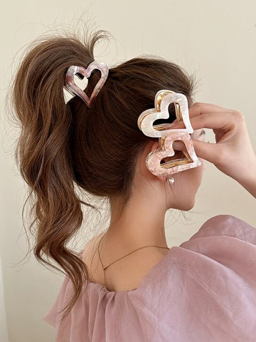 高級感半紮發發夾女後腦勺高馬尾抓夾小號愛心鯊魚夾頭飾【淘夢屋】